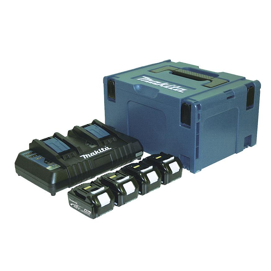 Набор аккумуляторов LXT Makita 197156-9 18 В 4 А ч 4 АКБ BL1840 и зарядное устройство DC18RD и Makpac кейс (4670)