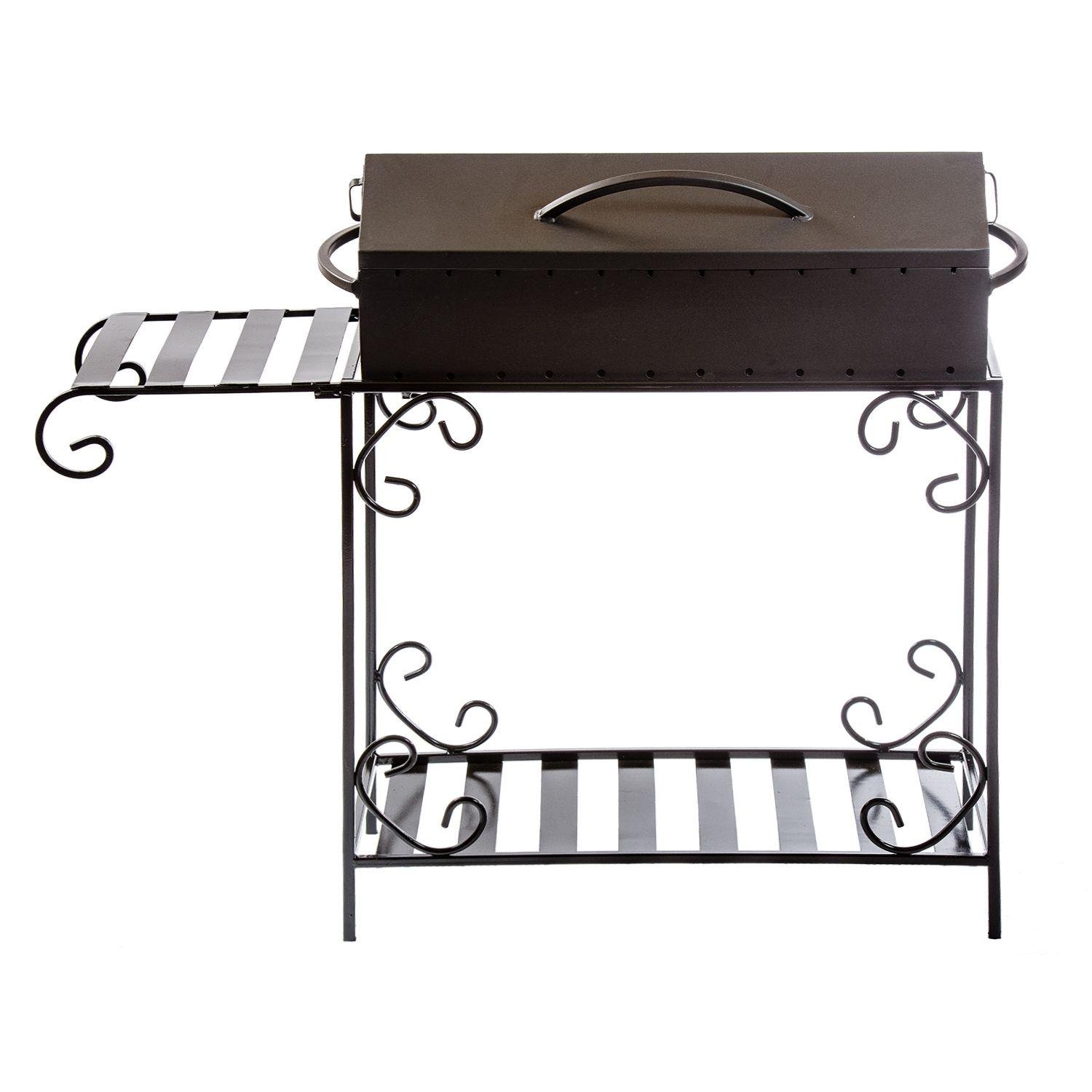 Мангал-барбекю Mzavod Гефест стальной на дровнице с полкой на 12 шампуров 3 мм Черный (136-17-1070210100004)