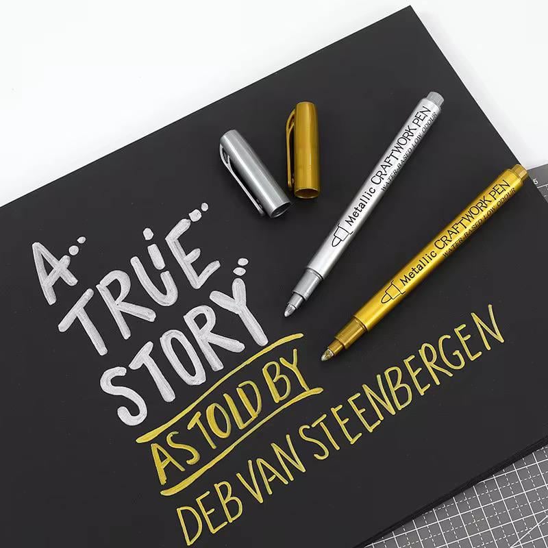 Набір маркерів металік на водній основі Metallic Craftwork Pen для малювання та творчості 6 золотистих та 6 сріблястих 12 шт. - фото 3 Набір маркерів металік на водній основі Metallic Craftwork Pen для малювання та творчості 6 золотистих та 6 сріблястих 12 шт. - фото 3