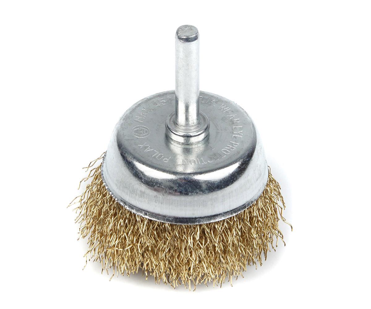 Щетка по металлу Polax чашечная для дрели гофрированная рифленая проволока 1/4" 50 мм (54-171)