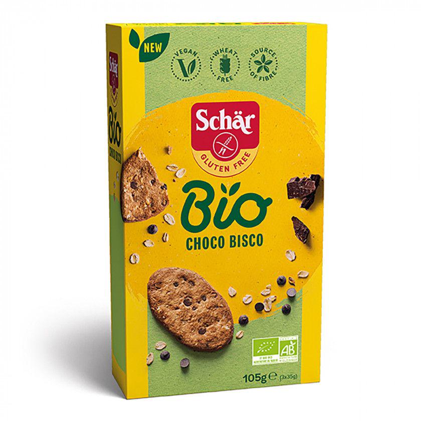 Печенье без глютена Dr. Schar BIO Choco Bisco овсяное с кусочками шоколада 105 г (8008698030509)