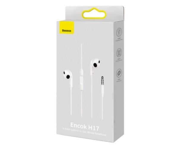 Наушники проводные с микрофоном Baseus Encok H17 lateral in-ear Wired Earphone 3,5 мм Mini-jack 1,2 м White - фото 2