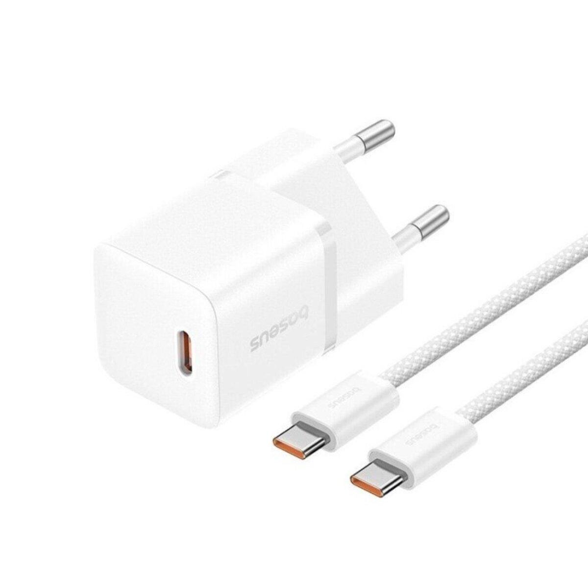 Адаптер зарядний BASEUS GaN5 Mini 20 Вт з кабелем Type-C Білий (618360)