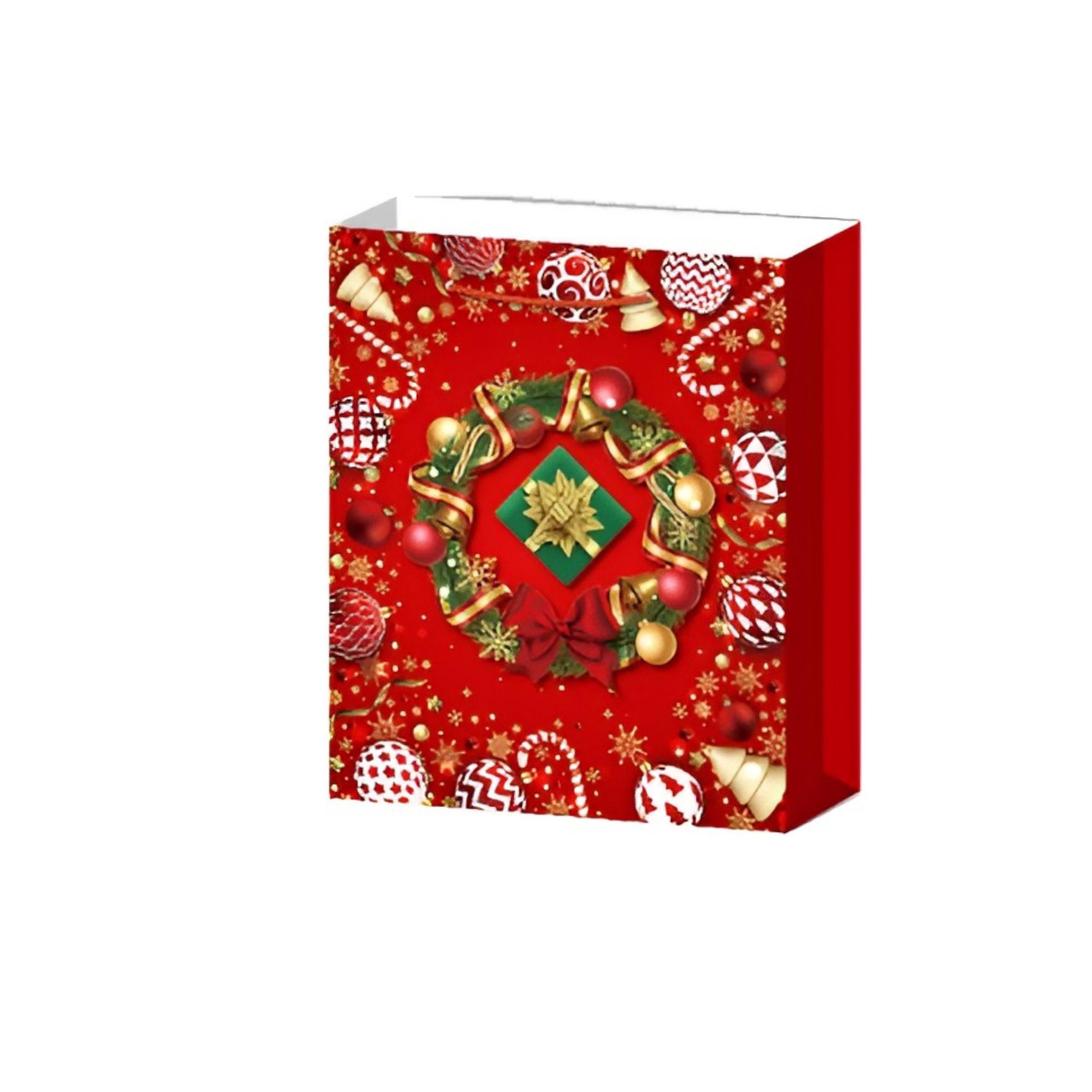 Подарочный пакет Stenson Christmas decorations 3D 2 31х40х12 см Красный (R96634-L)