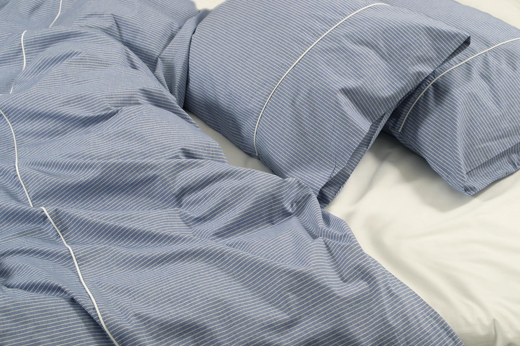 Комплект постельного белья Lotus Home Premium Percale Stripe семейный Синий (26668188) - фото 3