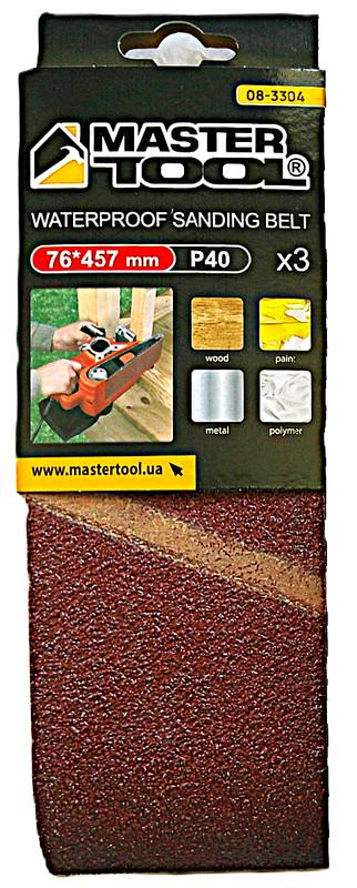 Стрічка шліфувальна MasterTool зерно 40 3 шт. 76х457 мм (08-3304)