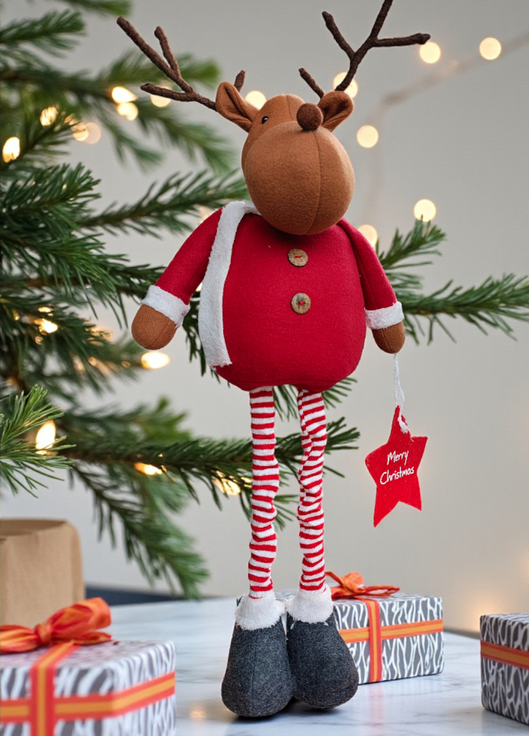 Мягкая игрушка Livarno Home Plush Soft Рождественский олень с телесопичными ногами 66 см Красный (7996)