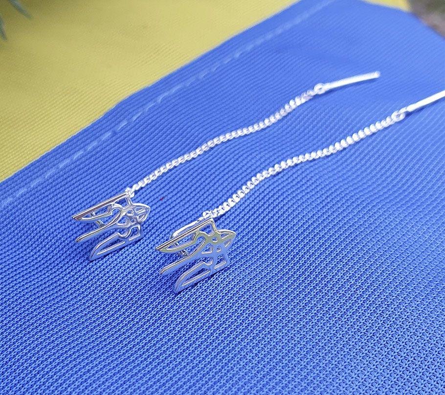 Серьги протяжки серебряные с гербом Maxi Silver 9158 (89158)