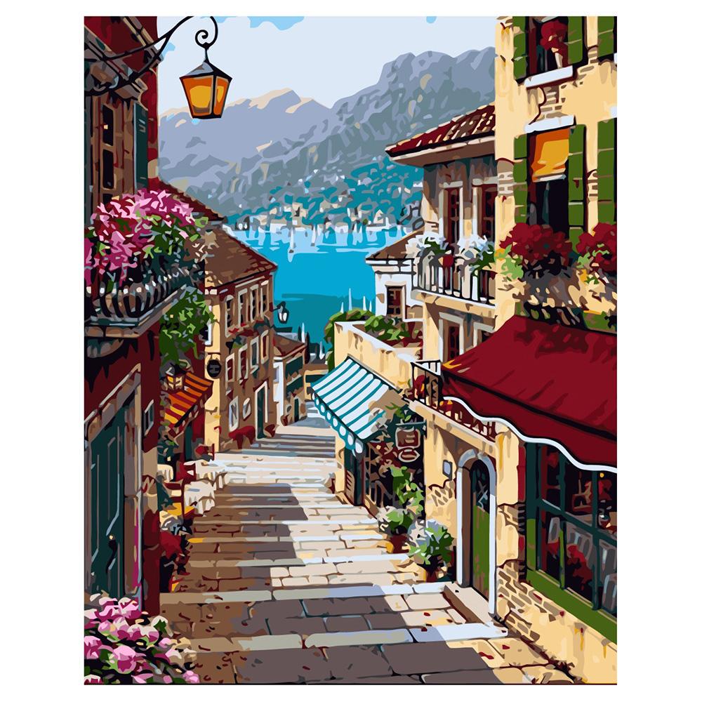 Картина за номерами Strateg Гірське місто 40x50 см (VA-2163)