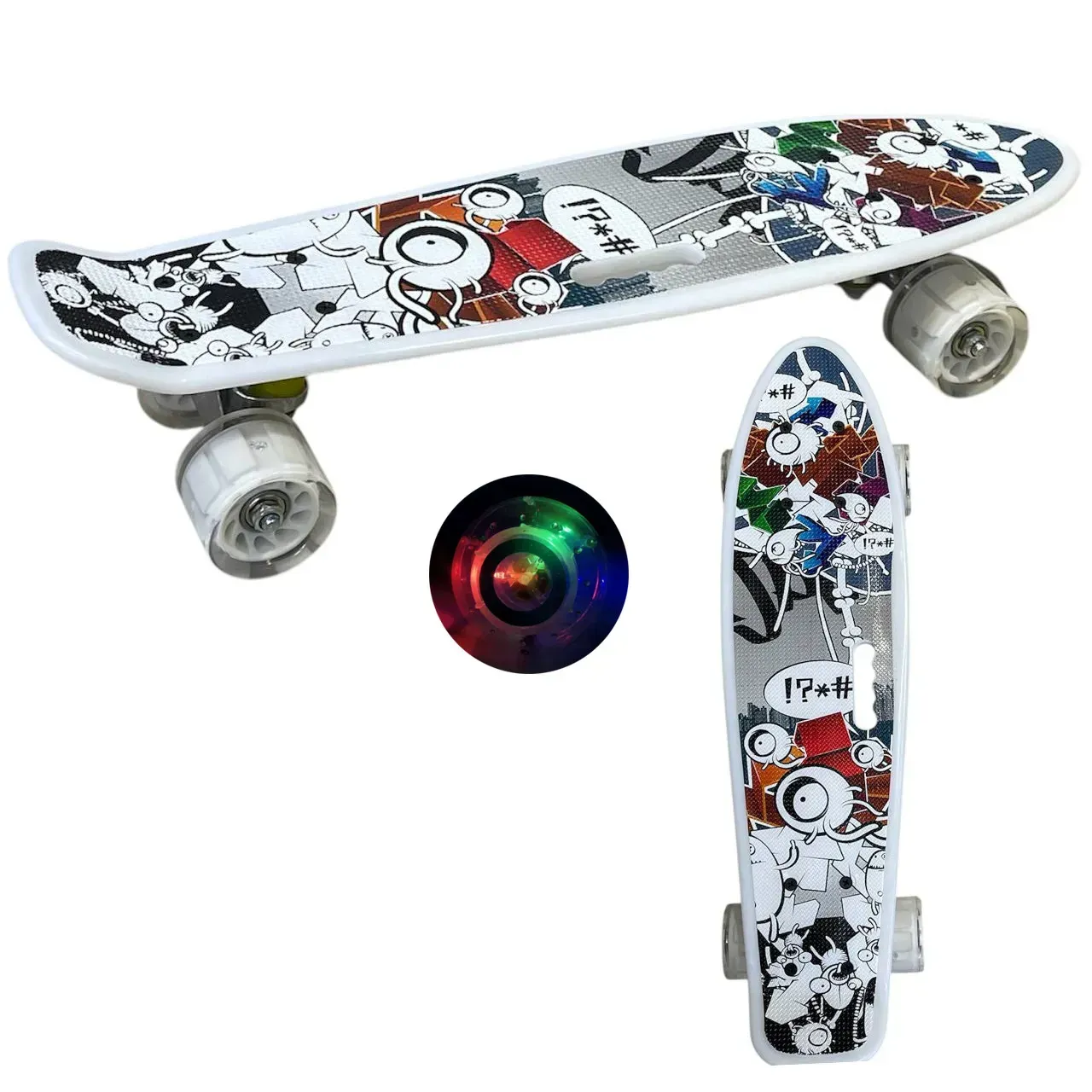 Пенниборд со светящимися колесами с ручкой для переноски до 70 кг (26844799) - фото 2 Пенниборд со светящимися колесами с ручкой для переноски до 70 кг (26844799) - фото 2