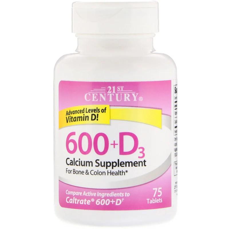 Витамины 21st Century 600+D3 Calcium Supplement 75 таблеток