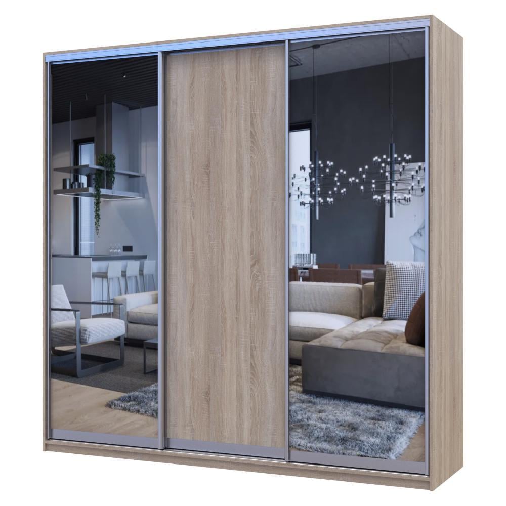 Шкаф-купе трехдверный Doros Сити Лайт 2 2еркала 225х60х225 см Дуб сонома - фото 1 Шкаф-купе трехдверный Doros Сити Лайт 2 2еркала 225х60х225 см Дуб сонома - фото 1