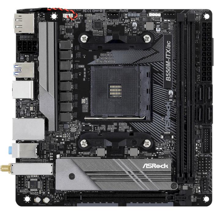 Материнська плата ASRock B550M-ITX/ac Mini-ITX sAM4 AMD B550 2xDDR4 M.2 4xSATA DP HDMI GbE Black (31330865)