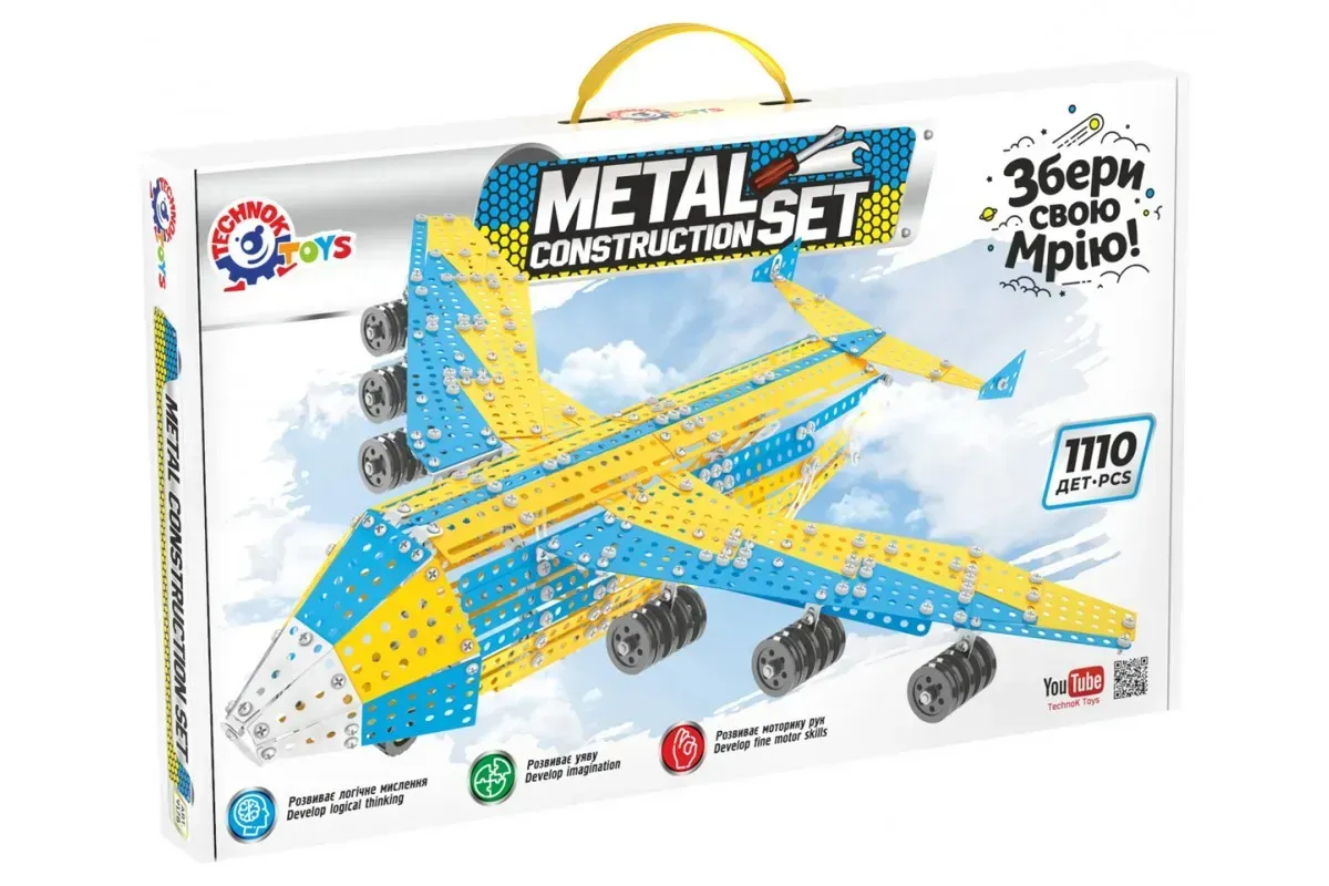 Конструктор ТехноК Собери свою Мечту из металла на 1110 деталей Голубо-желтый (150-98-TH9178)