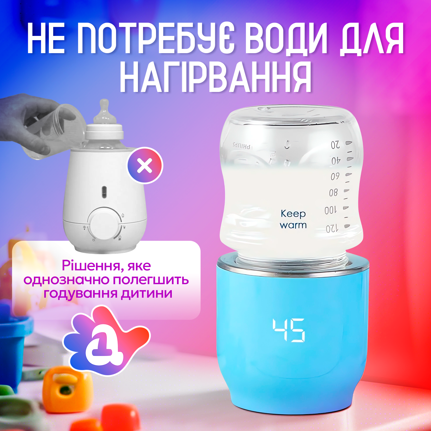 Подогреватель для бутылочек Baby-1 беспроводной с аккумулятором Blue - фото 5