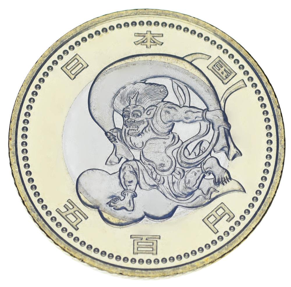 Коллекционная монета Япония 500 иен 2020 Биметалл UNC XXXII летние Олимпийские игры в Токио 2020 - Бог ветра Фудин (М24671)