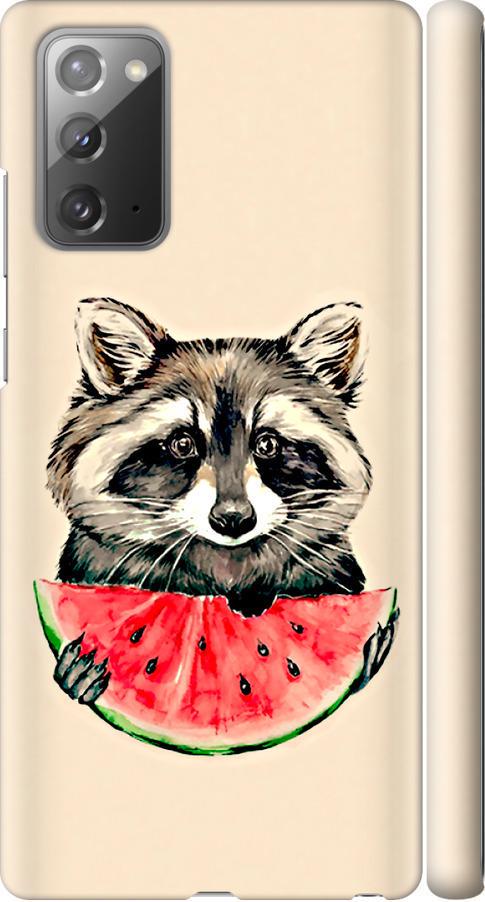 Чехол на Samsung Galaxy Note 20 Енотик с арбузом (4605m-2036-42517)