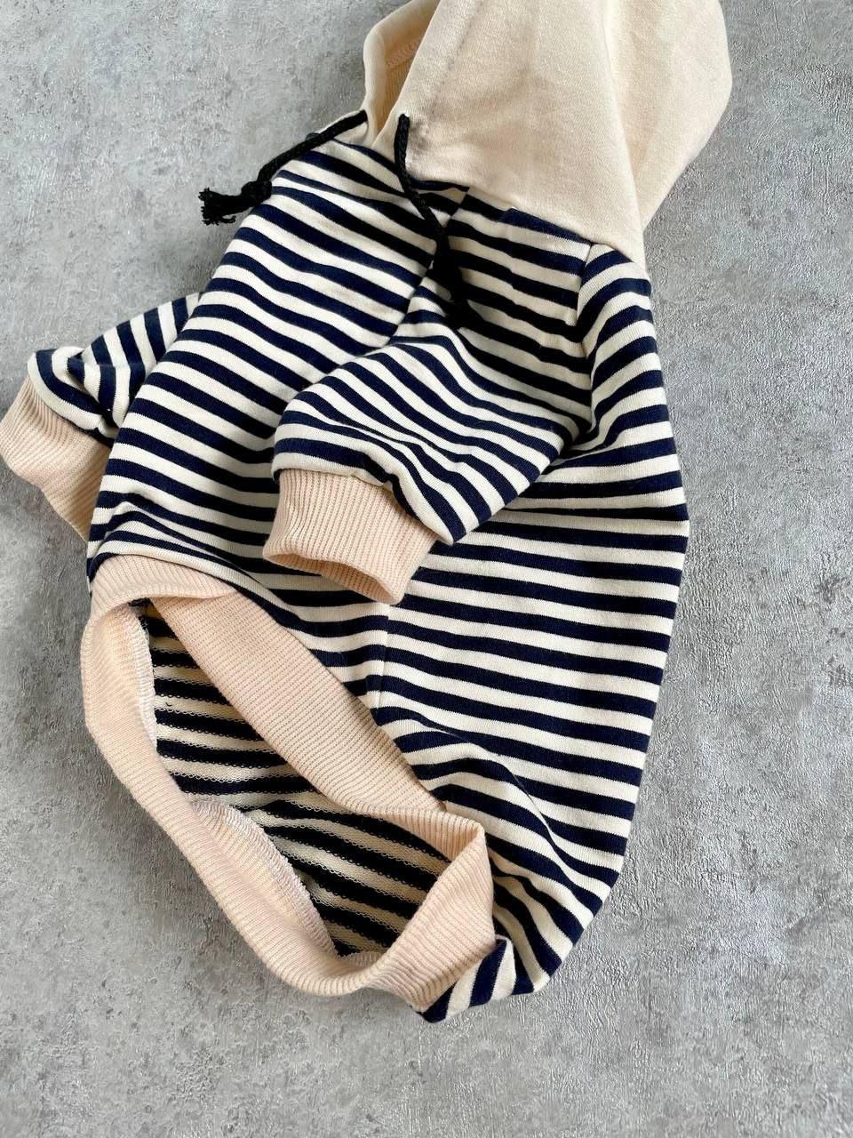 Толстовка для собак полоска L Черный с белым (64028345)
