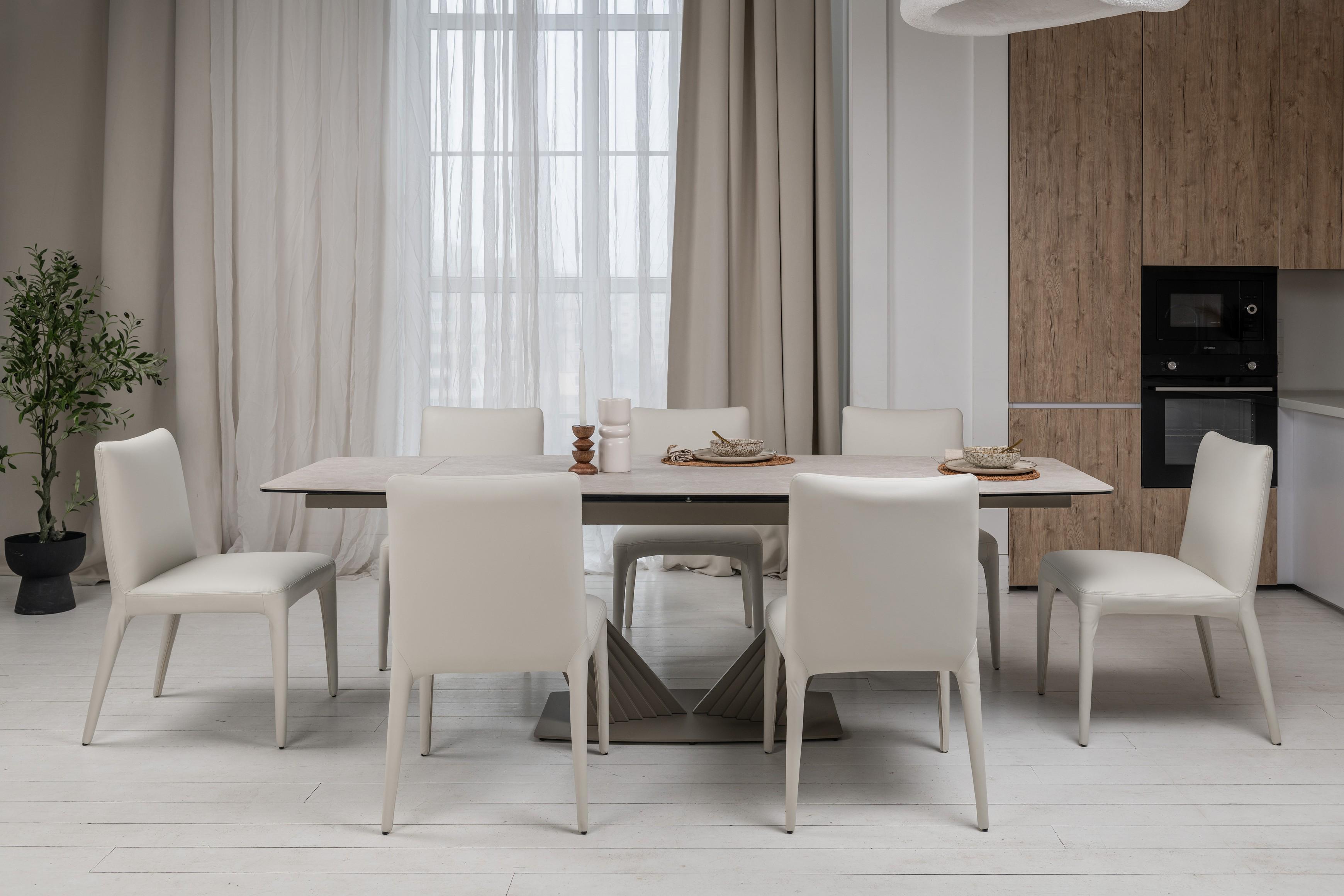 Стіл обідній розсувний Vetro Mebel Феліче 1600- 2400x900x760 мм Сахара/Бежевий (TМL-1000) - фото 4 Стіл обідній розсувний Vetro Mebel Феліче 1600- 2400x900x760 мм Сахара/Бежевий (TМL-1000) - фото 4