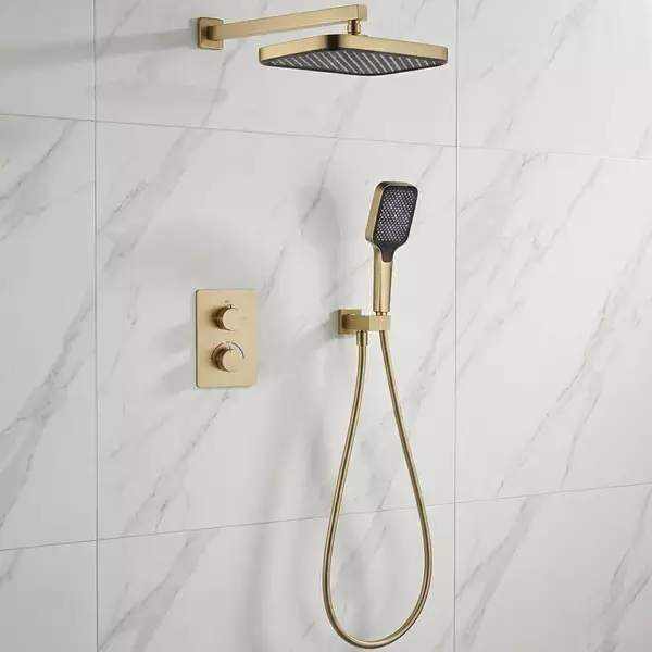 Душевая система скрытого монтажа Devit Flow D117125011221BG с термостатом Brushed Gold (35614731)