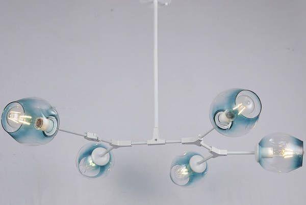 Люстра на 5 блакитних молекул Білий (52-L7731-5 WH+BL)