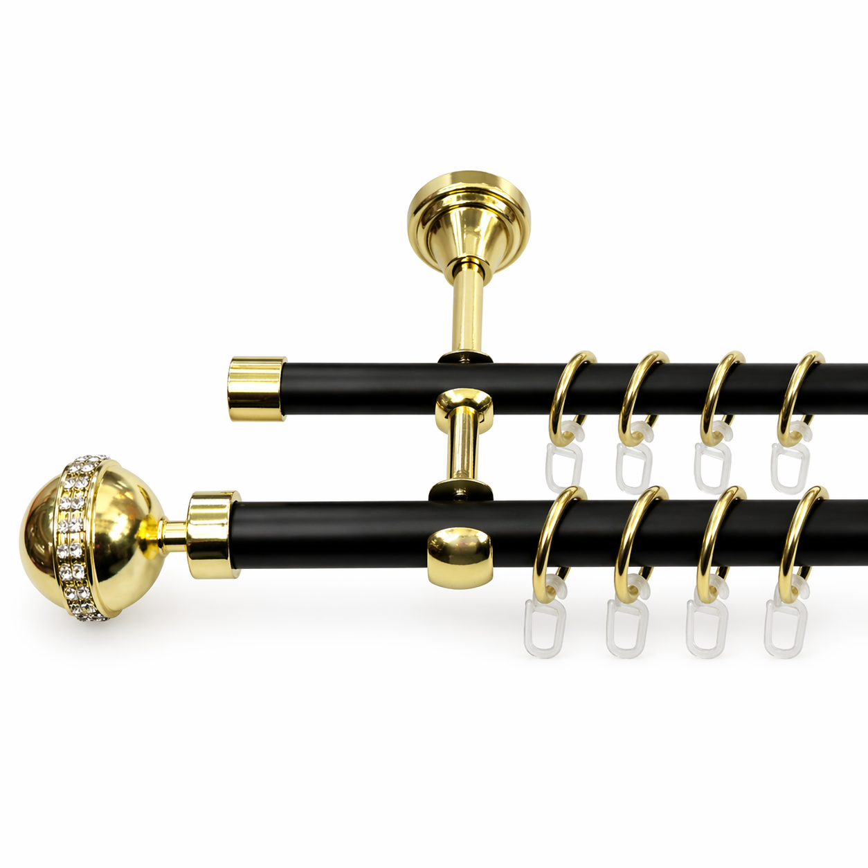 Карниз для штор Orvit Авея двохрядний 16/16 мм 300 см Чорний/Золотий (000-7706)