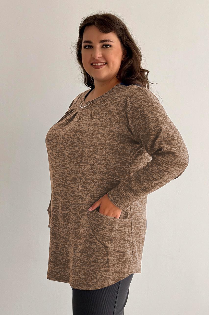 Туніка батал PANNI Олена трикотажна р. 64-66 Бежевий (Р2508252238) - фото 2 Туніка батал PANNI Олена трикотажна р. 64-66 Бежевий (Р2508252238) - фото 2