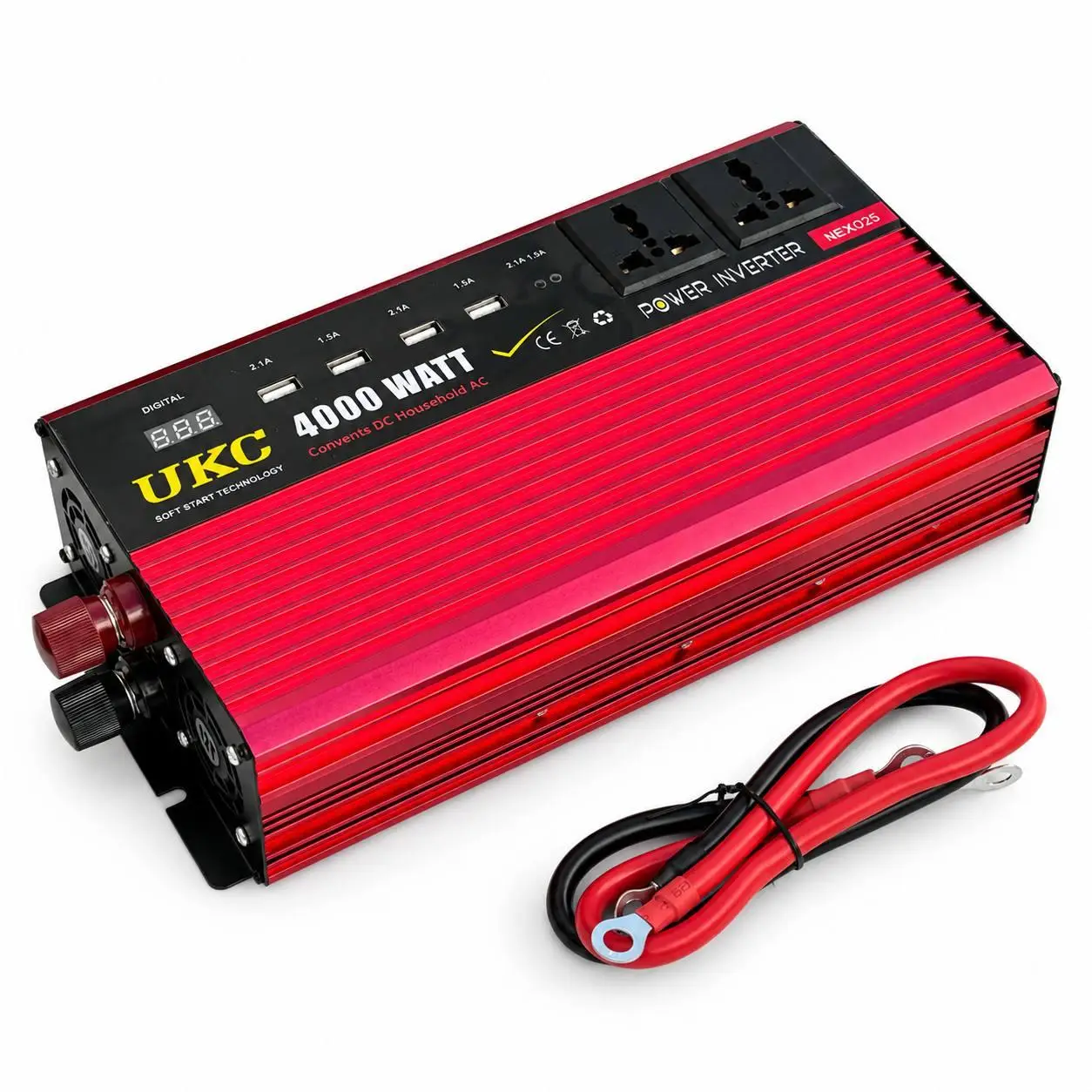 Автомобильный инвертор UKC Solar 4000W TSL-4000W с дисплеем/USB/подключением к аккумулятору (M1287)