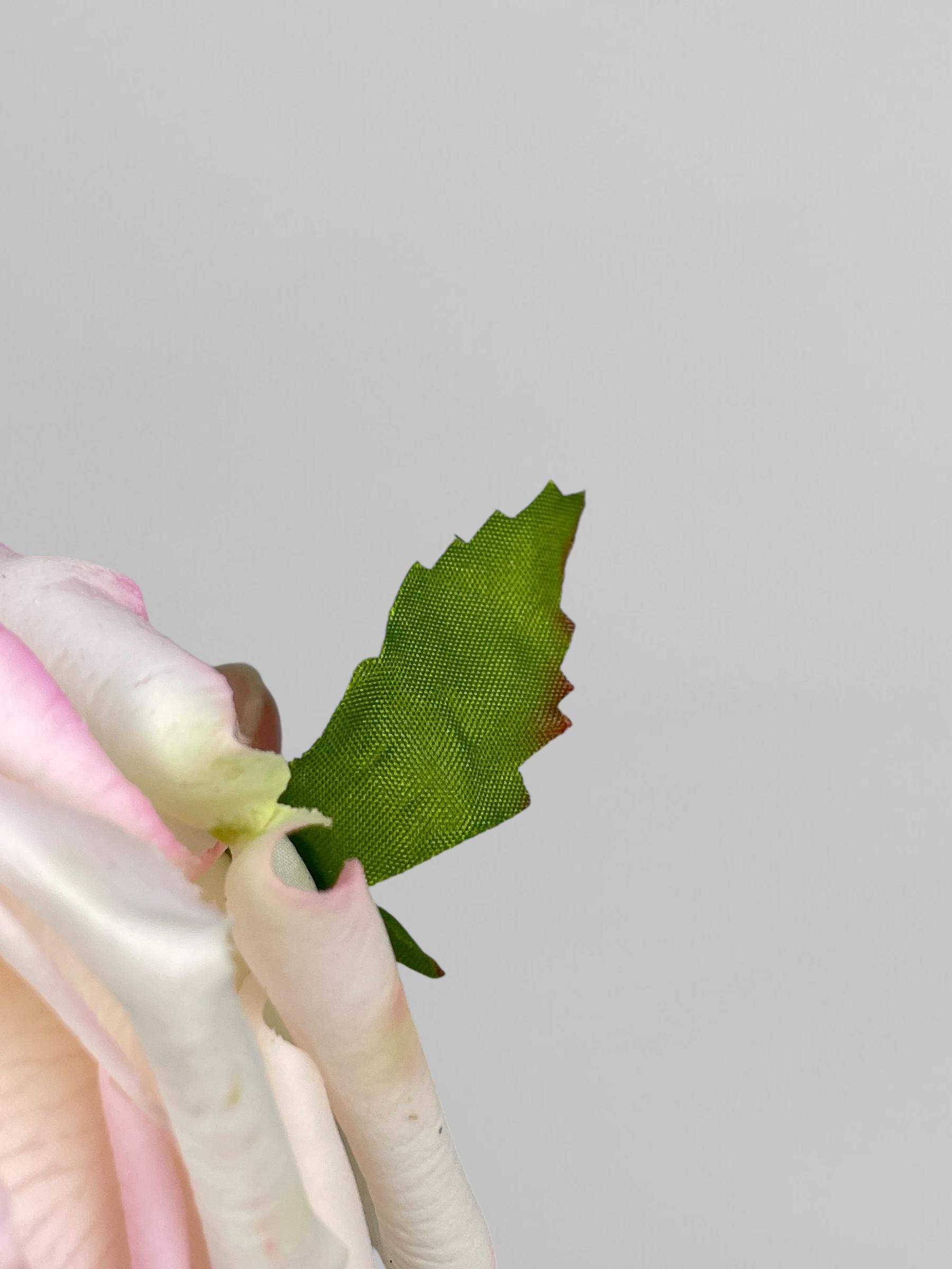 Искусственная головка розы открытый бутон 9 см Бело-розовый (К02027) - фото 4