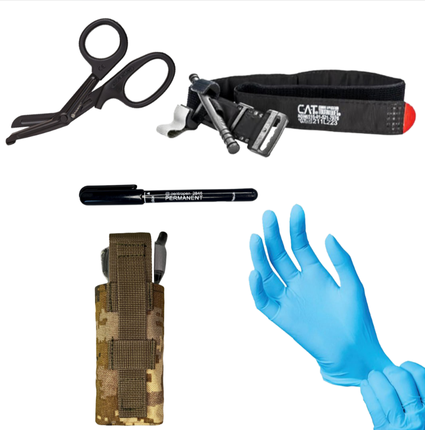 Набір для зупинки кровотечі ComboTac з турнікетом CAT 7/ножиці/маркер та чохол Піксель