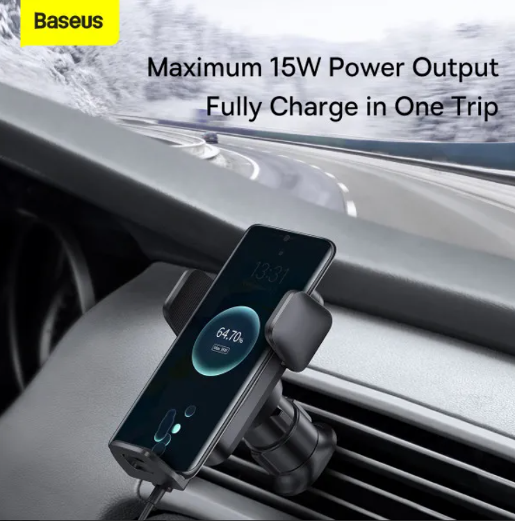 Пристрій зарядний BASEUS Wisdom Auto Alignment Car Mount Wireless Charger 15W Чорний (CGZX000001) - фото 11