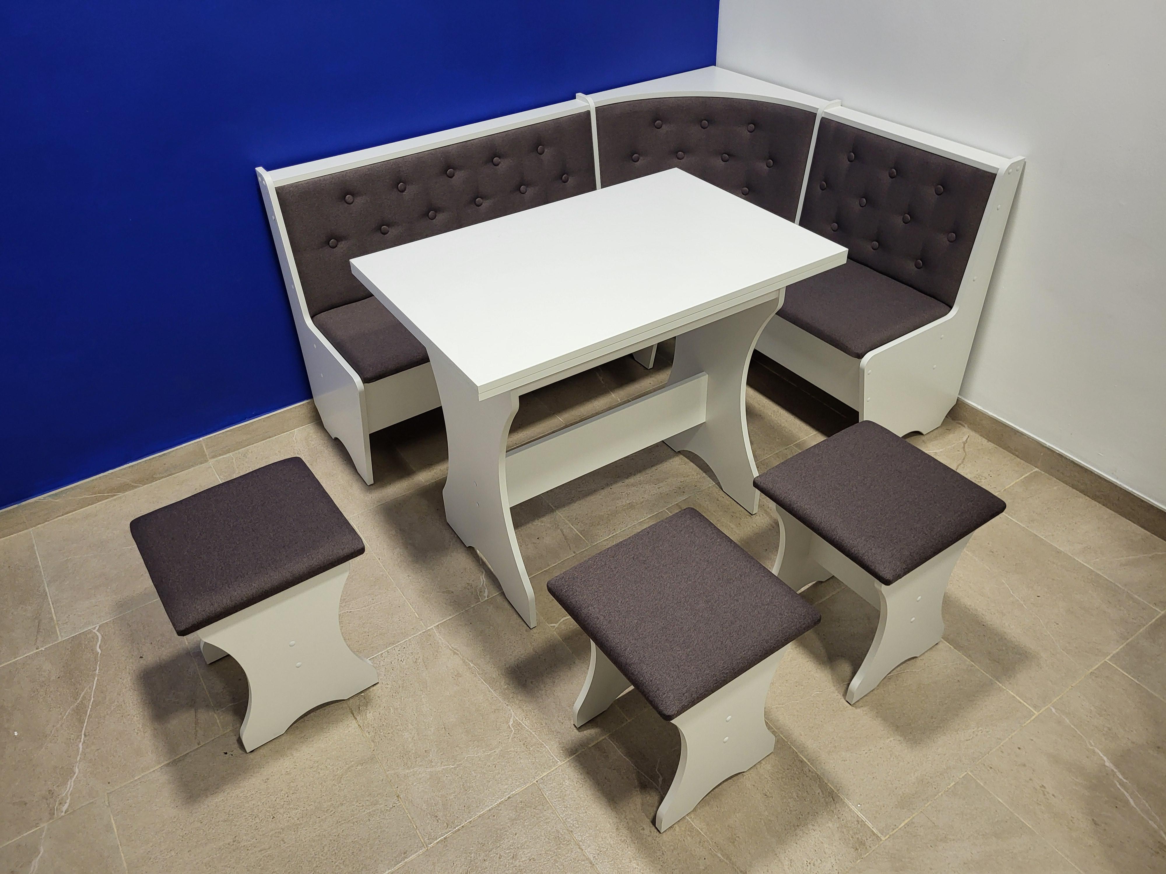 Кухонный уголок Семейный со столом и 3 табурета 113,5х153,5 см Белый/Бонус Нова (KSTTT-B-BN) Кухонный уголок Семейный со столом и 3 табурета 113,5х153,5 см Белый/Бонус Нова (KSTTT-B-BN)