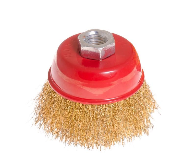 Щітка торцева MasterTool GM із латунованого дроту D 75 М14 (19-7107)