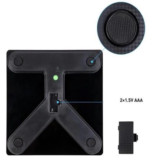 Смарт-весы напольные Smart Scale 180 кг 25x25 см Черный (2711316746) - фото 7 Смарт-весы напольные Smart Scale 180 кг 25x25 см Черный (2711316746) - фото 7