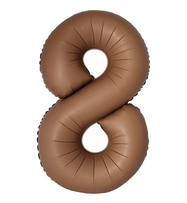 Воздушный шар Slim Flexmetal Цифра «8» 1 м Шоколадный сатин (10531)