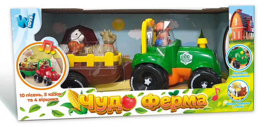 Трактор музичний WToys 37586 озвучування українською мовою підсвічування фар віршики казки та пісні