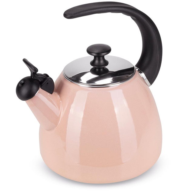 Чайник со свистком Kamille KM-1040В из эмалированной стали 2,5 л Розовый (150-84-1040В) - фото 1