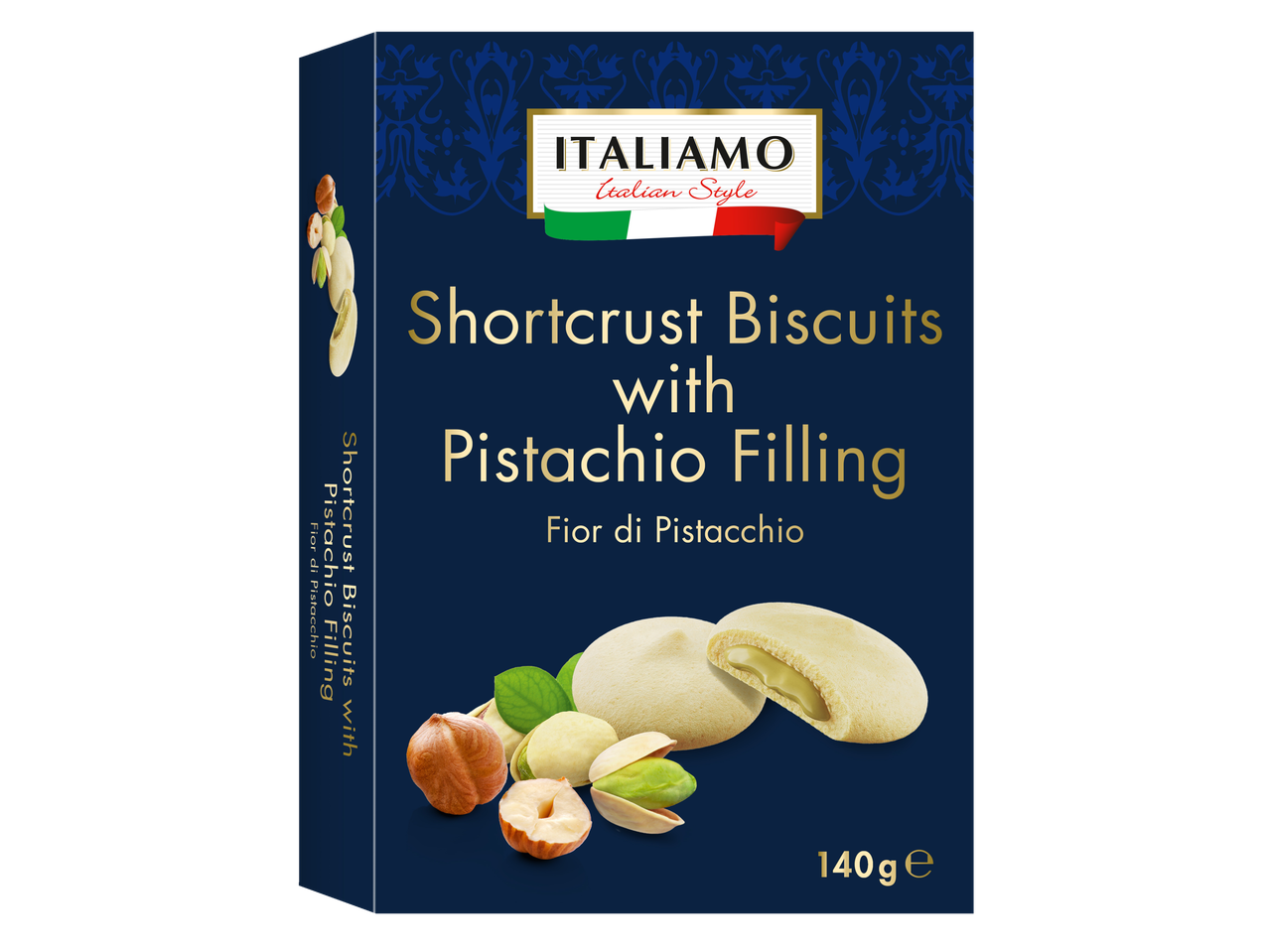 Печенье ITALIAMO Shortcrust Biscuits With Pistachio and Hazelnut Filling с фисташкой и фундуком 140 г
