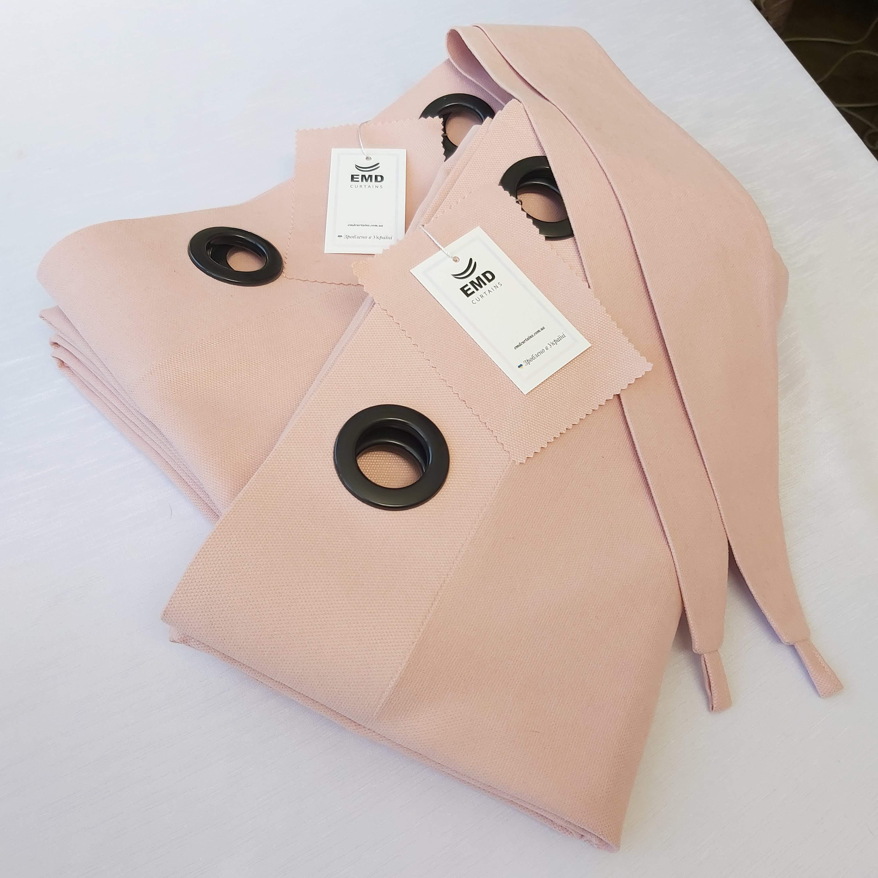 Шторы на черных люверсах с подхватами 175x250 см микровелюр 2 шт. Розово-персиковый (5801528-МТ22/175-BL) - фото 7