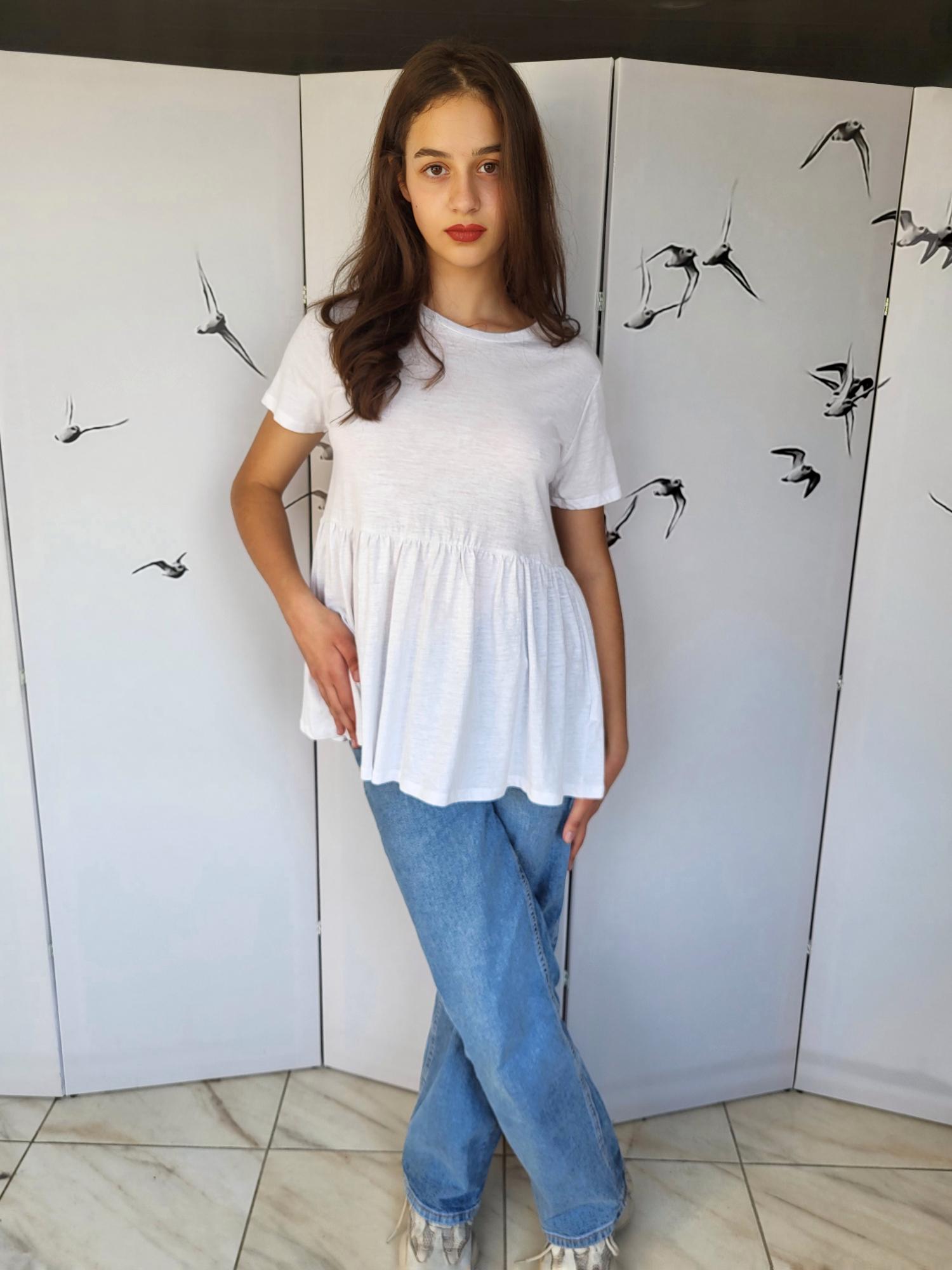 Футболка удлиненная Pink Woman Oversize 10968 S Белый (42-44)
