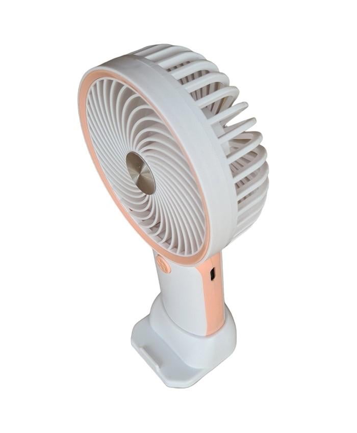 Вентилятор ручний Mini Fan HX09-1 акумуляторний з підставкою для телефону Білий з персиковим (377da429) - фото 2