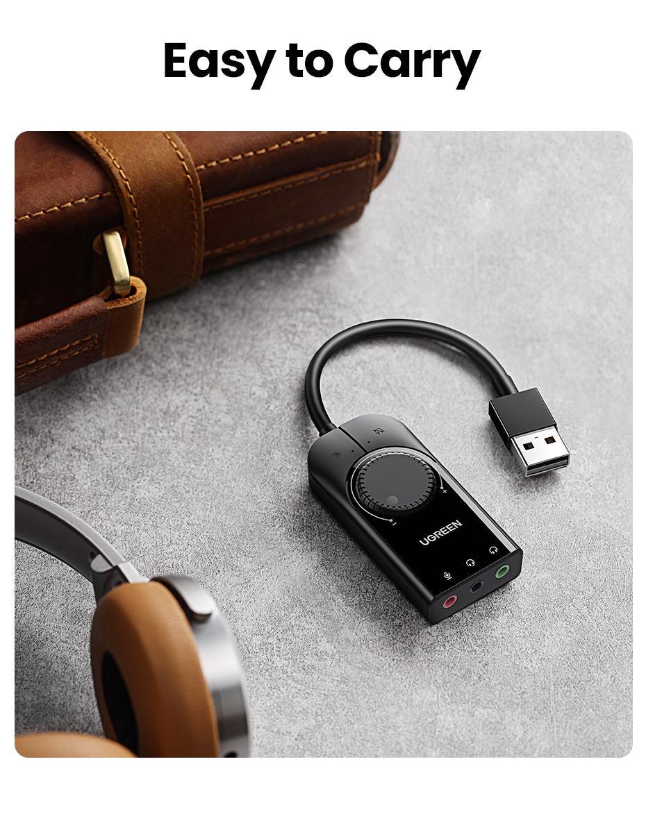 Звукова карта з підтримкою мікрофону UGREEN 0.15м USB-3x 3,5 мм minijack 16 біт/48 кГц TRS AUX з керуванням гучності Чорний (40964) - фото 4 Звукова карта з підтримкою мікрофону UGREEN 0.15м USB-3x 3,5 мм minijack 16 біт/48 кГц TRS AUX з керуванням гучності Чорний (40964) - фото 4