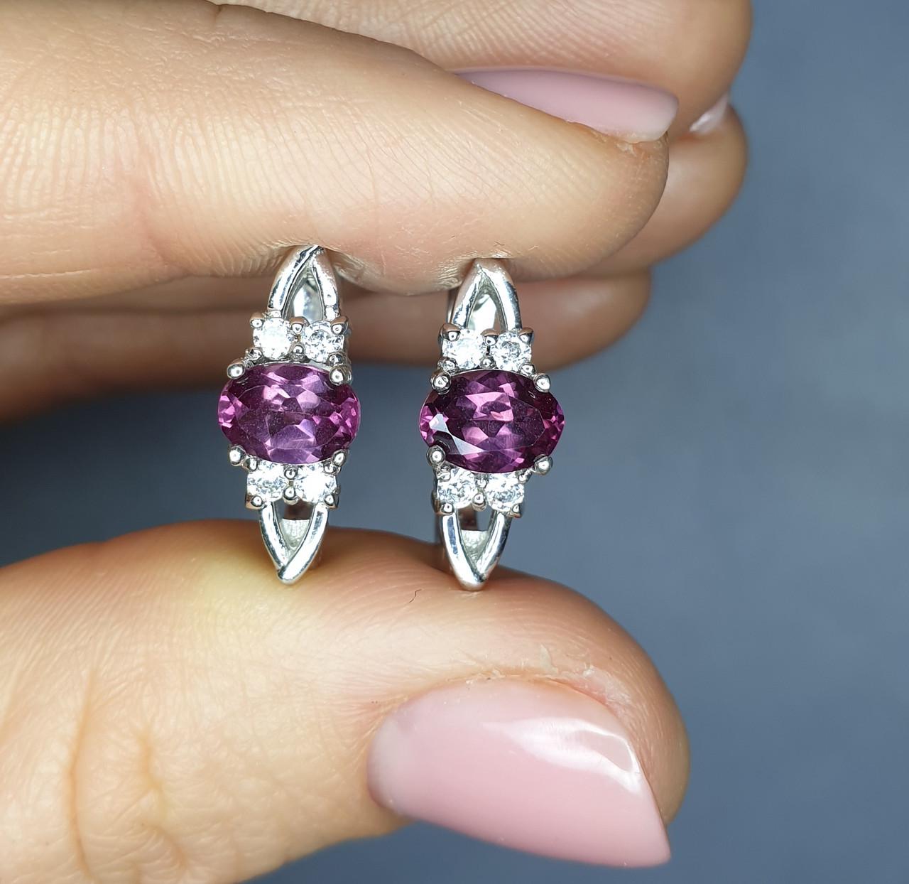 Серьги серебряные с александритом 4,09 г (1385267925)
