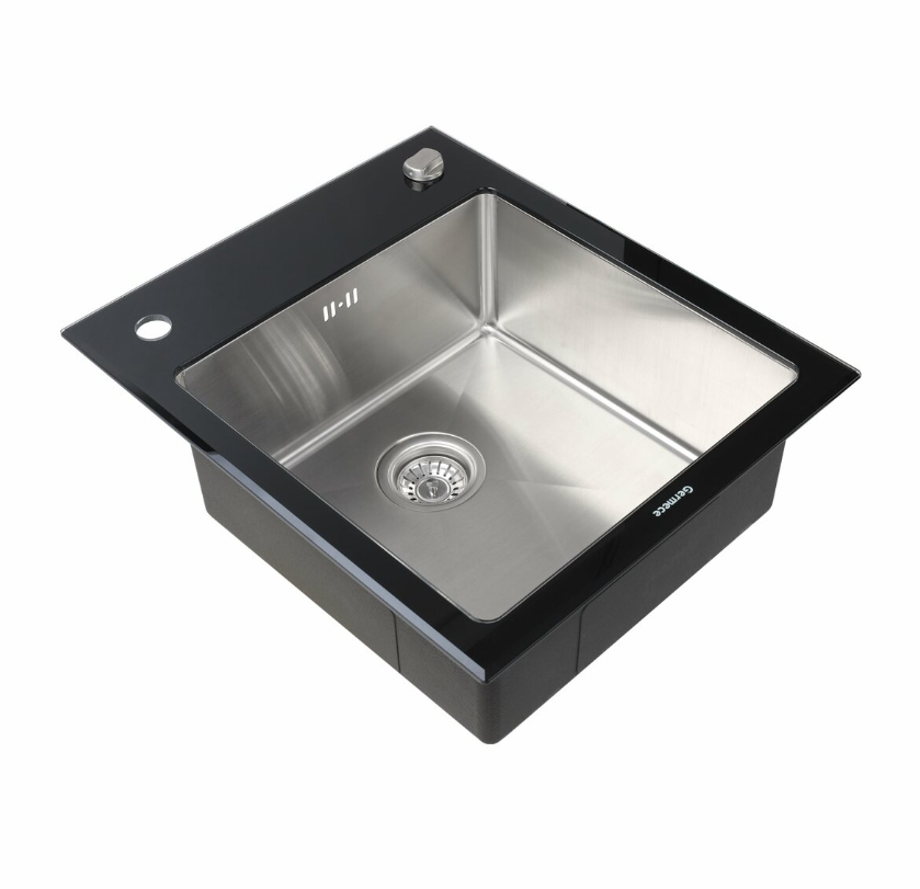 Мойка для кухни Platinum Handmade 600x510x200 мм Black Glass Мойка для кухни Platinum Handmade 600x510x200 мм Black Glass