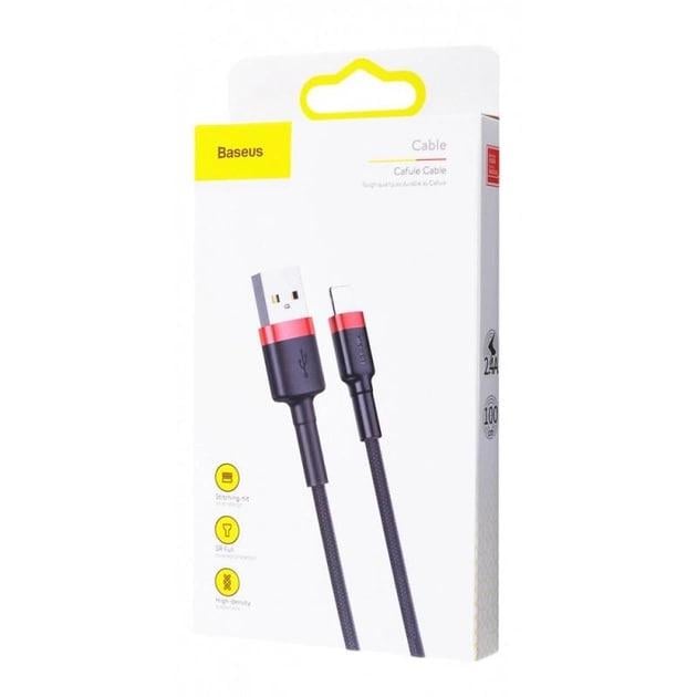 Кабель для швидкої зарядки BASEUS Cafule Cable USB to Lightning 2,4 A 1 м Black/Red (CALKLF-B19) - фото 14