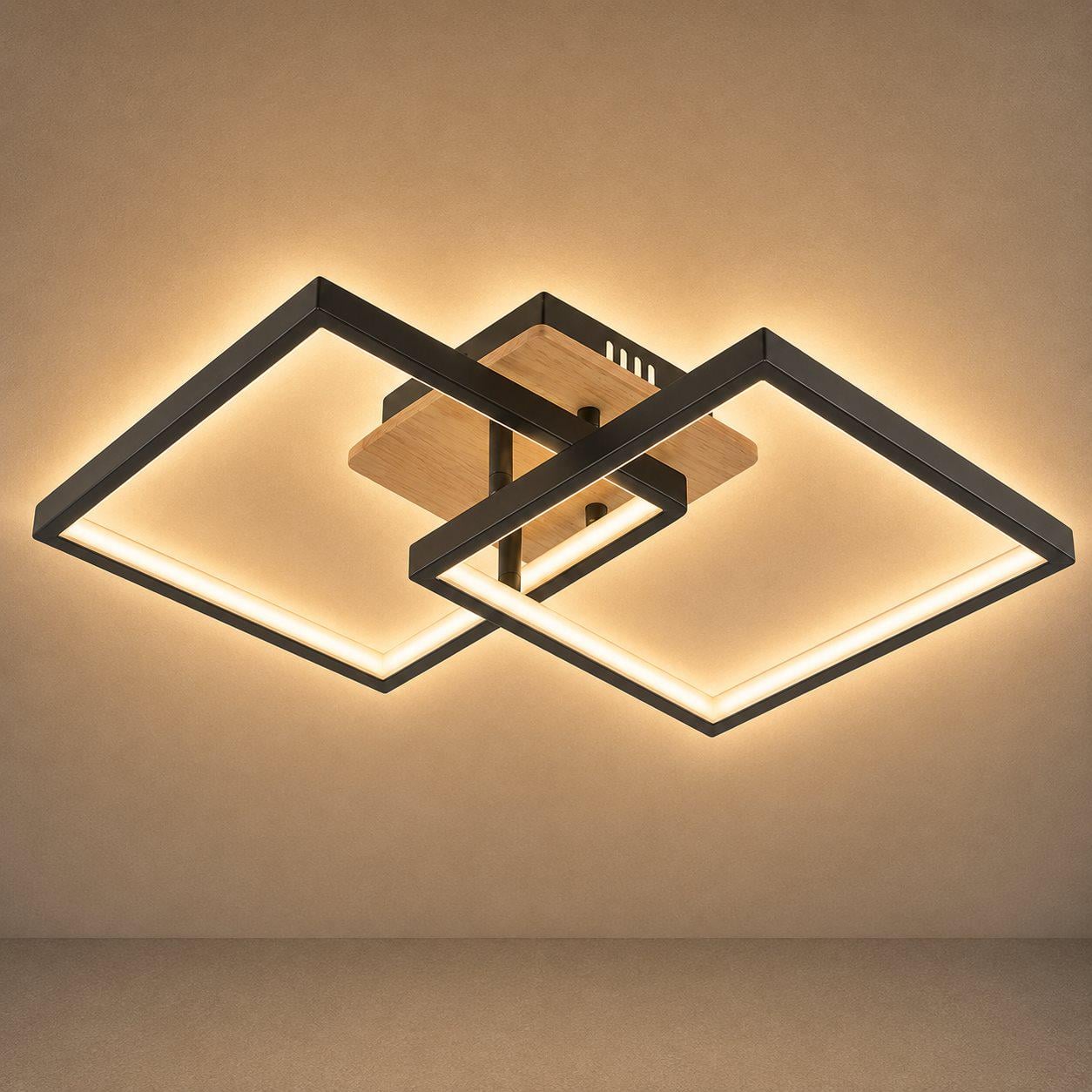 Люстра потолочная светодиодная Valeso DK6589-2 LED 41W Черный/Дерево (000050420)