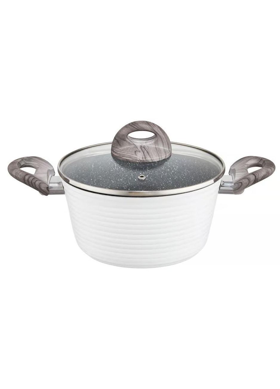 Кастрюля Ambition Wavy сферическая индукция кованый алюминий 28 см 6,5 л Белый (29474)