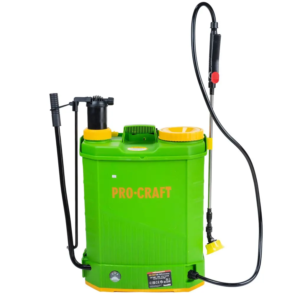 Опрыскиватель аккумуляторный Procraft AS-16/2 с ремнем 16 л с длинным шлангом 110 см 3 насадки
