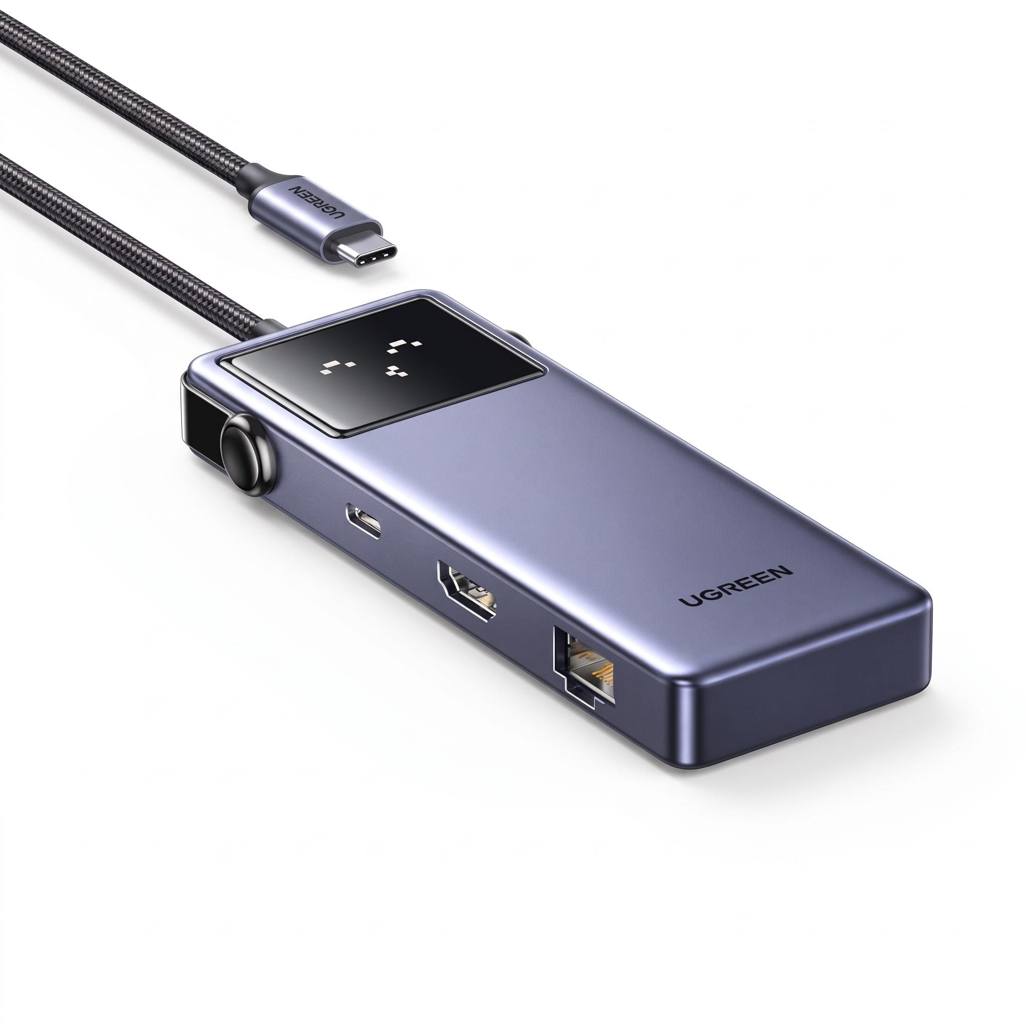 USB-C хаб UGREEN Uno CM888 7в1 3 USB-A и 1 USB-C для данных HDMI 85 Вт Серый (45155)