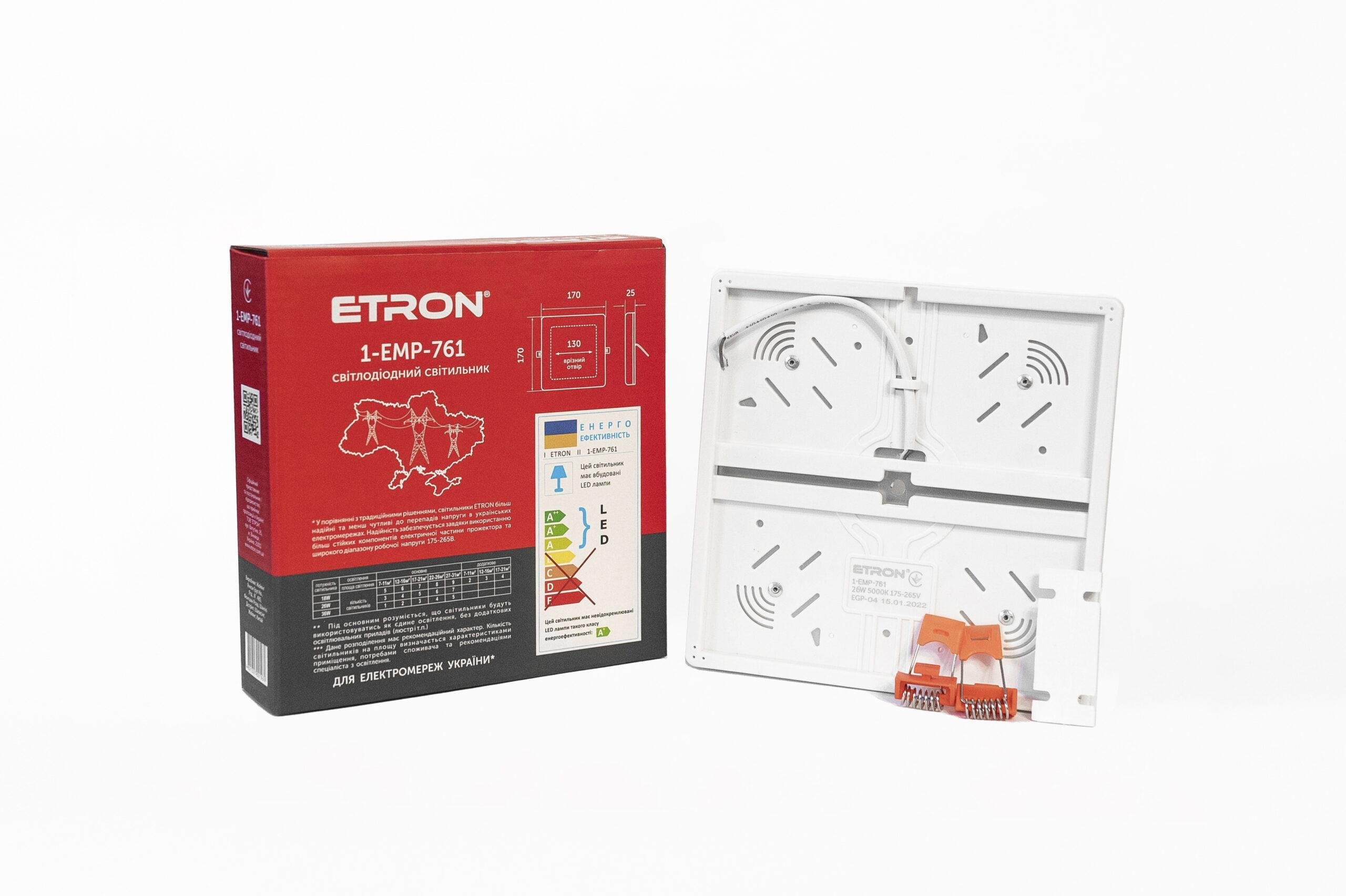 Світильник світлодіодний квадратний ETRON Multipurpose 1-EMP-761 26W 5000K ІР20 - фото 3 Світильник світлодіодний квадратний ETRON Multipurpose 1-EMP-761 26W 5000K ІР20 - фото 3